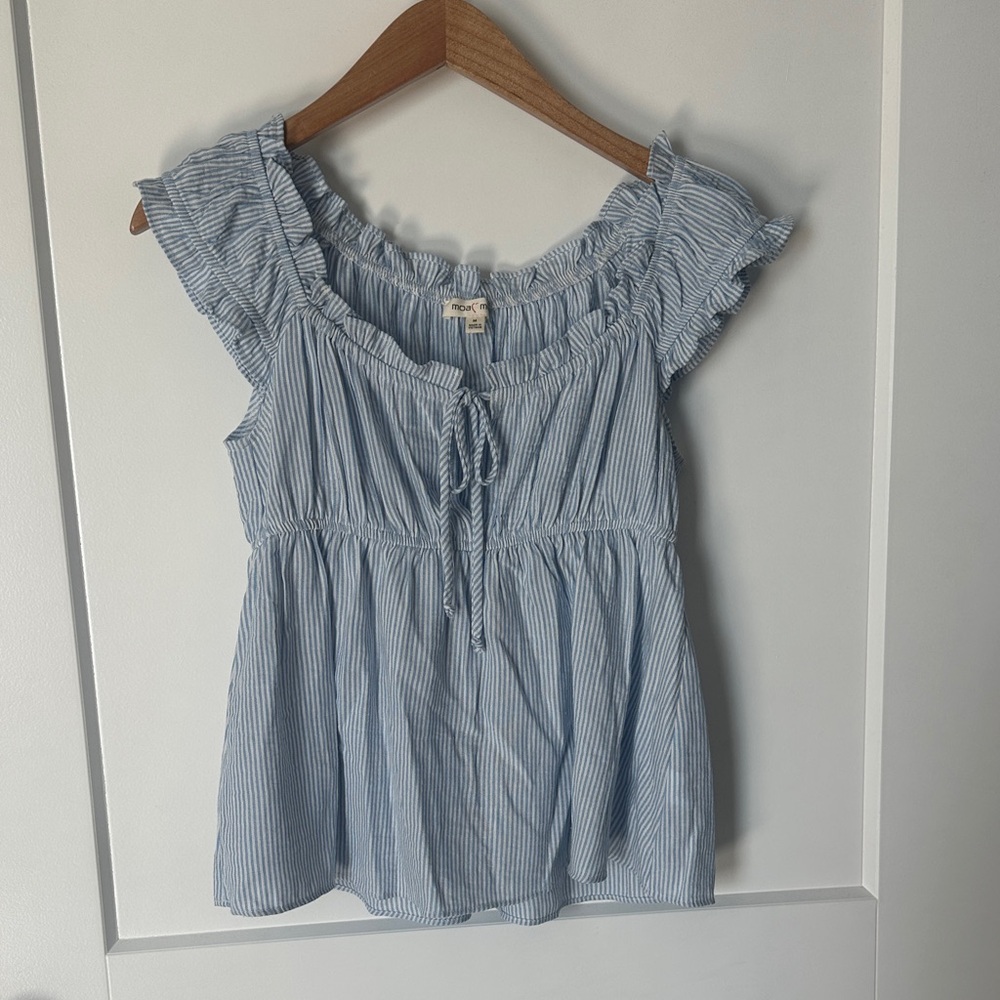 Moa Moa Light Blue Striped Blouse
